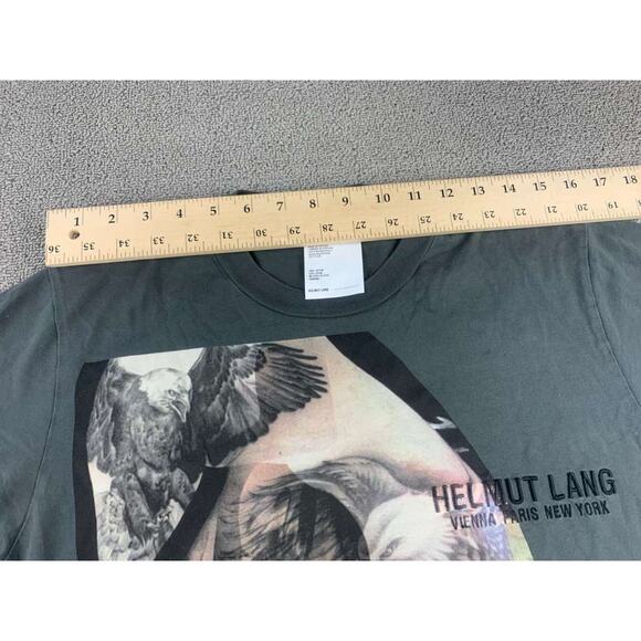 Helmut Lang T Shirt Men M Gray 100% Cotton Embroider Short Sleeve Eagle Graphic - Picture 6 of 9